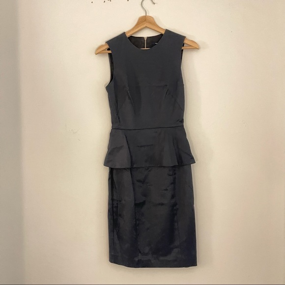 French Connection Silky Black Peplum Dress - Picture 1 of 5